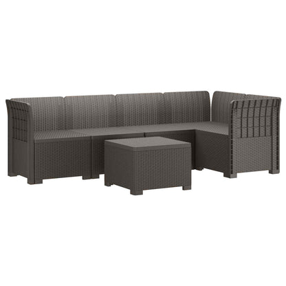 vidaXL 5-Seater Garden Sofa Rattan Look PP Light Grey