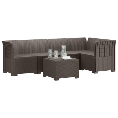 vidaXL 5-Seater Garden Sofa Rattan Look PP Light Grey