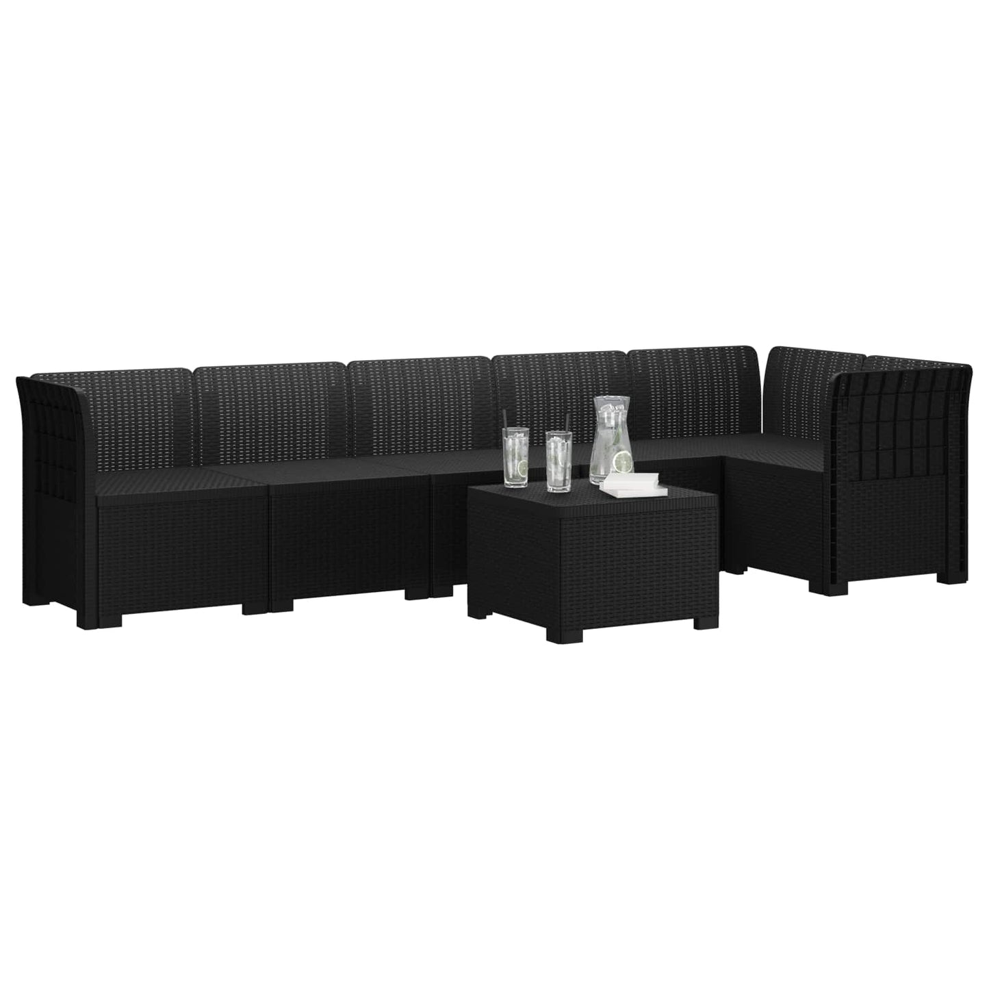 vidaXL 6-Seater Garden Sofa Rattan Look PP Anthracite