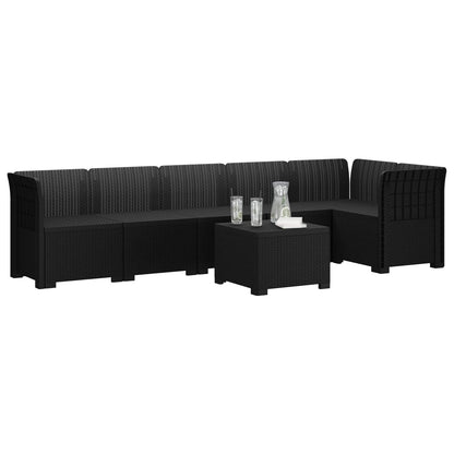 vidaXL 6-Seater Garden Sofa Rattan Look PP Anthracite