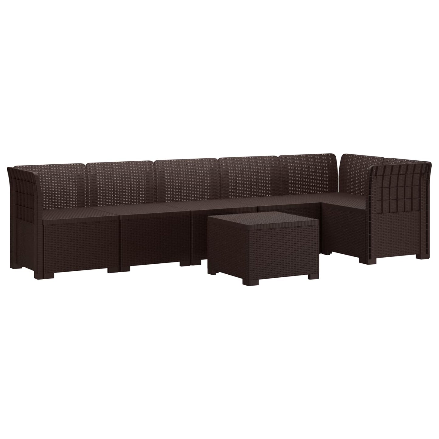 vidaXL 6-Seater Garden Sofa Rattan Look PP Brown