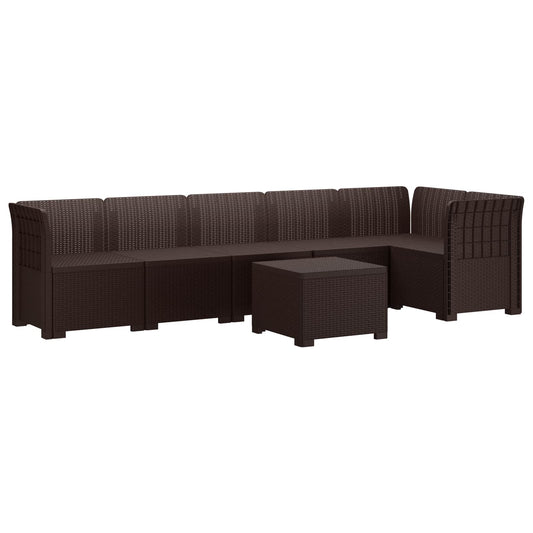 vidaXL 6-Seater Garden Sofa Rattan Look PP Brown