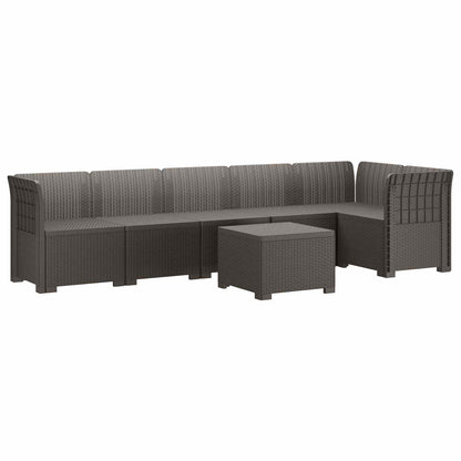 vidaXL 6-Seater Garden Sofa Rattan Look PP Light Grey