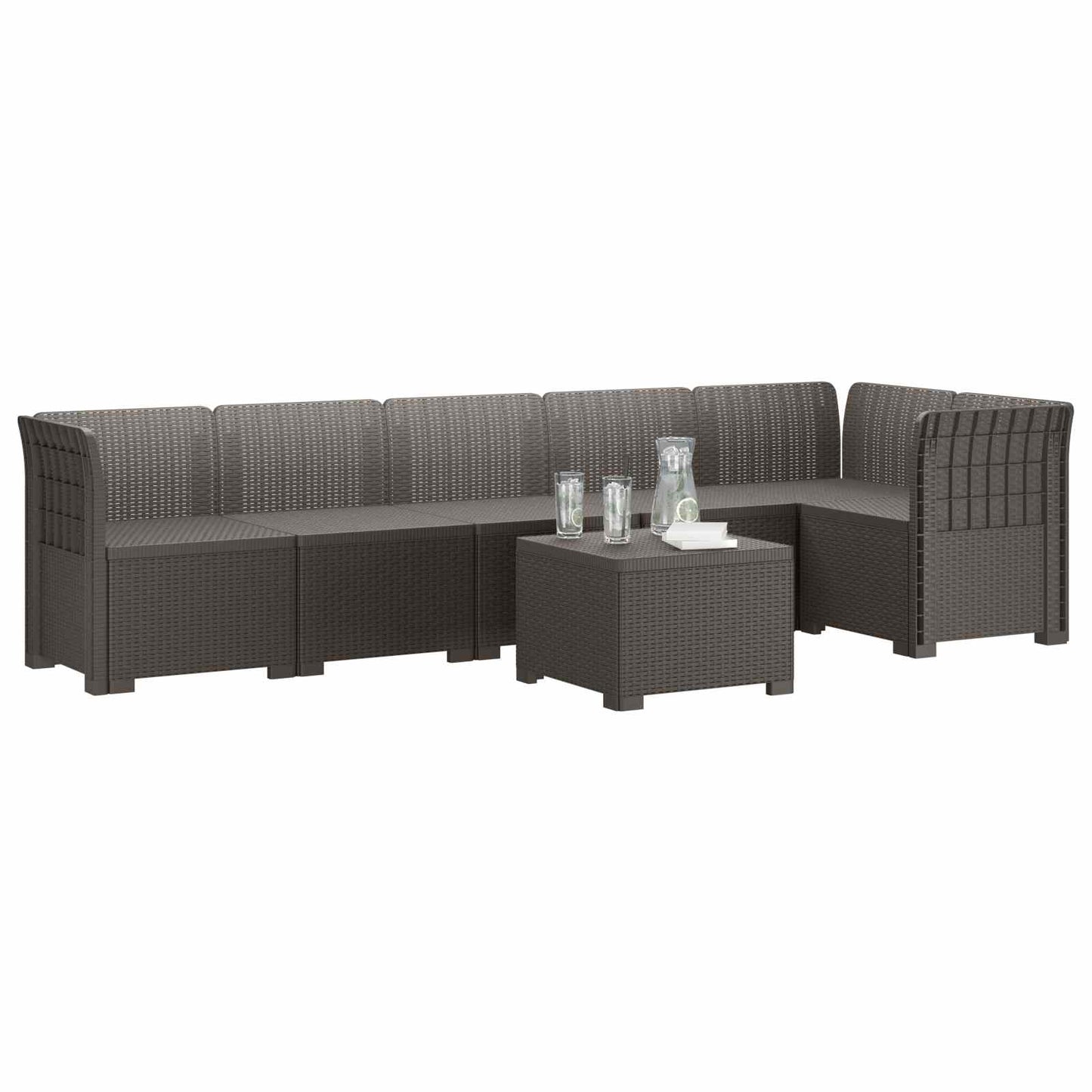vidaXL 6-Seater Garden Sofa Rattan Look PP Light Grey
