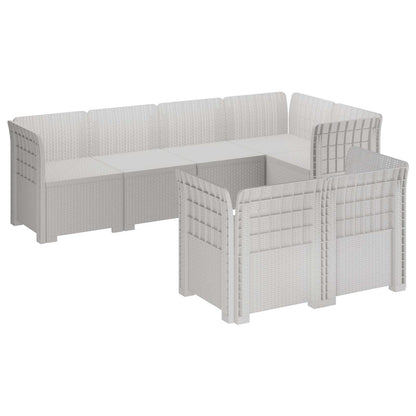 vidaXL 7-Seater Garden Sofa Rattan Look PP White