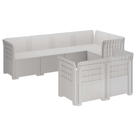vidaXL 7-Seater Garden Sofa Rattan Look PP White