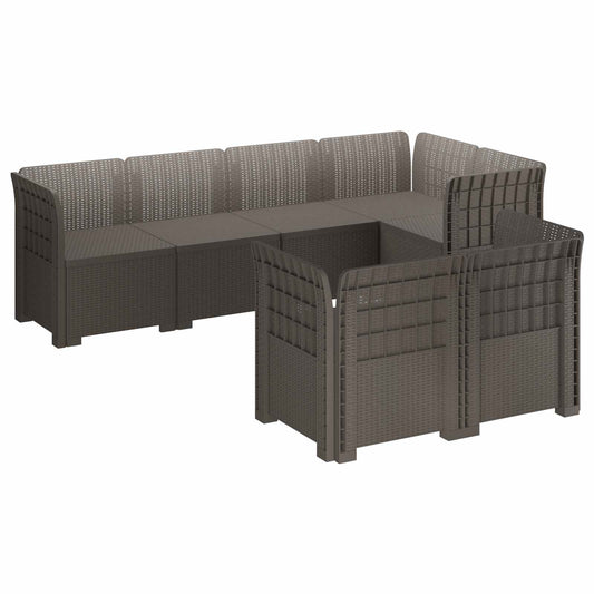 vidaXL 7-Seater Garden Sofa Rattan Look PP Light Grey