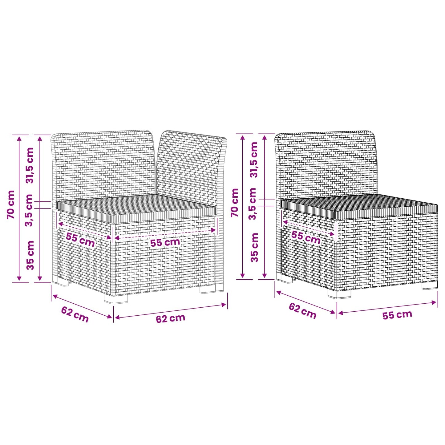 vidaXL 7-Seater Garden Sofa Rattan Look PP Light Grey