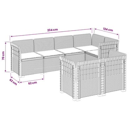 vidaXL 7-Seater Garden Sofa with Cushions Rattan Look PP Anthracite