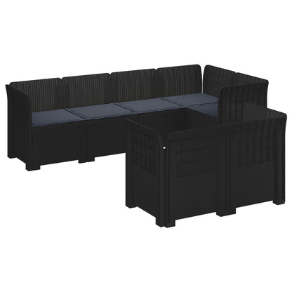 vidaXL 7-Seater Garden Sofa with Cushions Rattan Look PP Anthracite