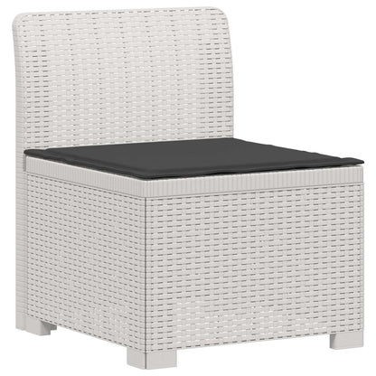vidaXL 7-Seater Garden Sofa with Cushions Rattan Look PP White