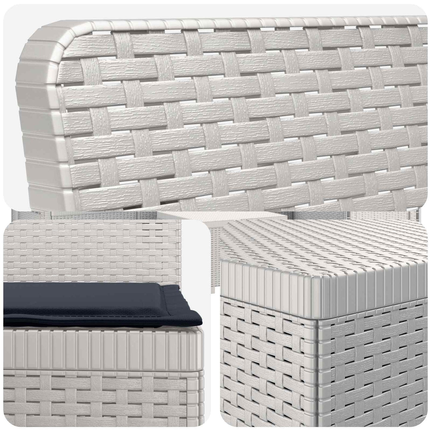 vidaXL 7-Seater Garden Sofa with Cushions Rattan Look PP White
