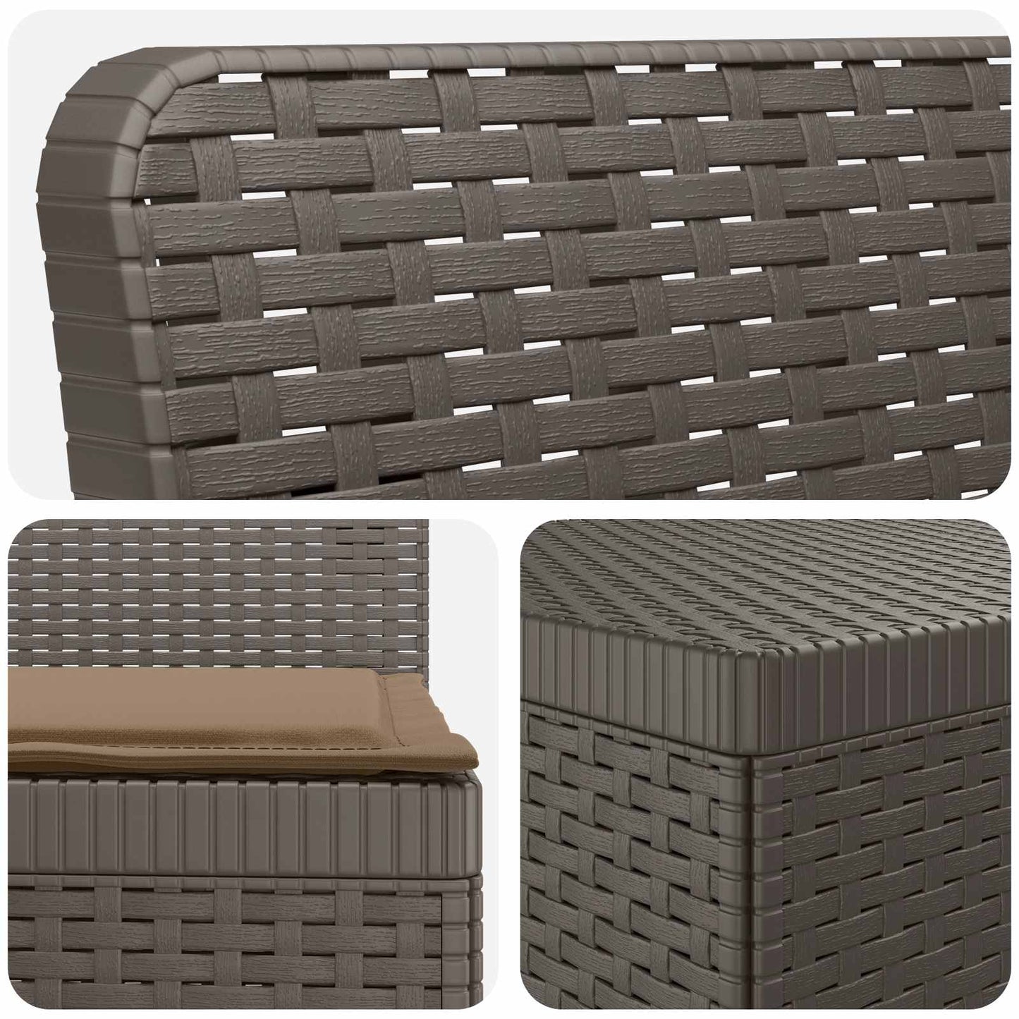 vidaXL 7-Seater Garden Sofa with Cushions Rattan Look PP Light Grey