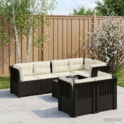 vidaXL 7-Seater Garden Sofa with Cushions Rattan Look PP Anthracite