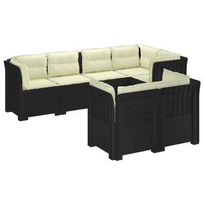 vidaXL 7-Seater Garden Sofa with Cushions Rattan Look PP Anthracite
