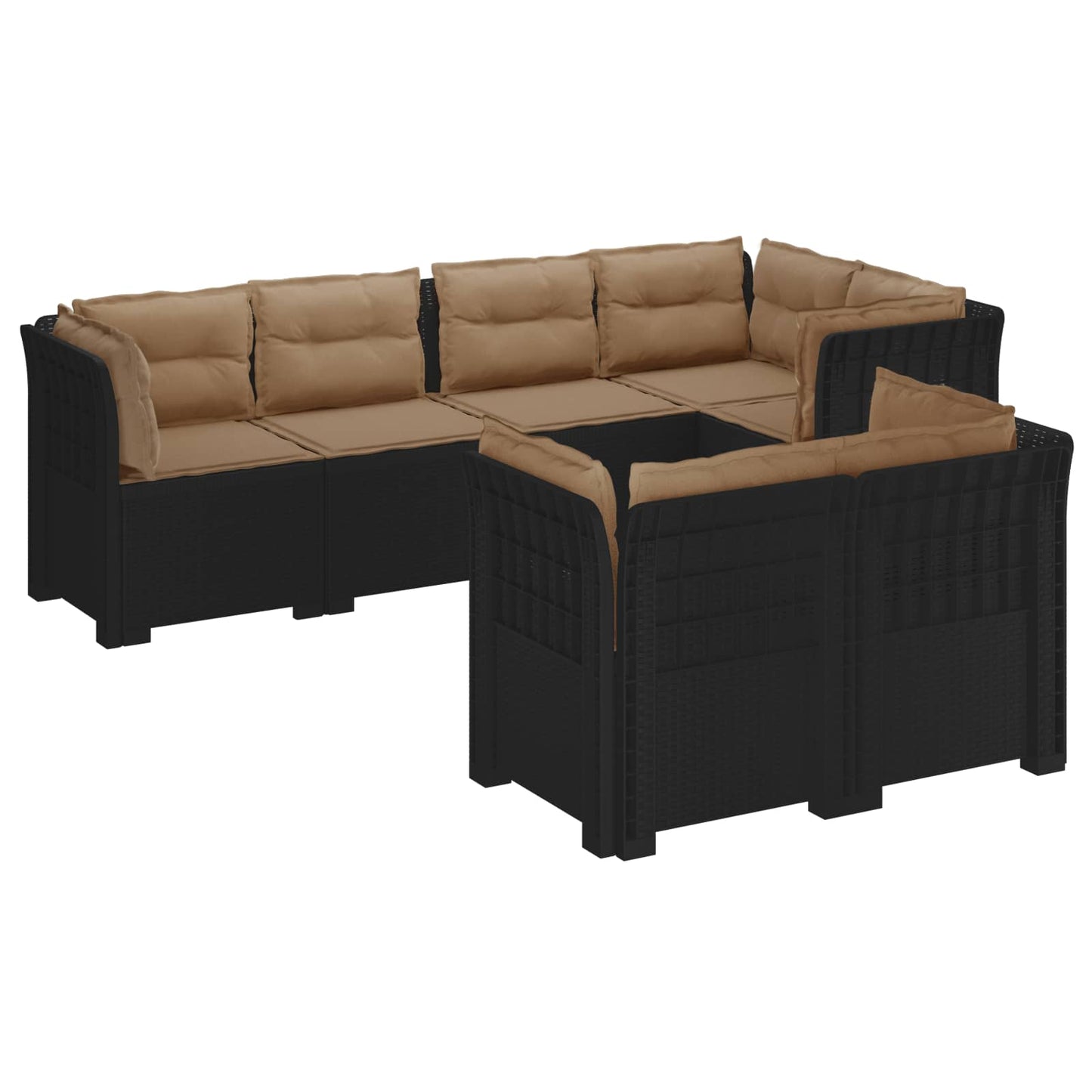 vidaXL 7-Seater Garden Sofa with Cushions Rattan Look PP Anthracite