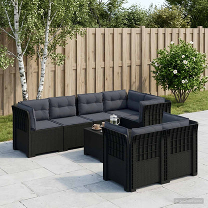 vidaXL 7-Seater Garden Sofa with Cushions Rattan Look PP Anthracite