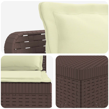 vidaXL 7-Seater Garden Sofa with Cushions Rattan Look PP Brown