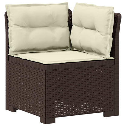 vidaXL 7-Seater Garden Sofa with Cushions Rattan Look PP Brown