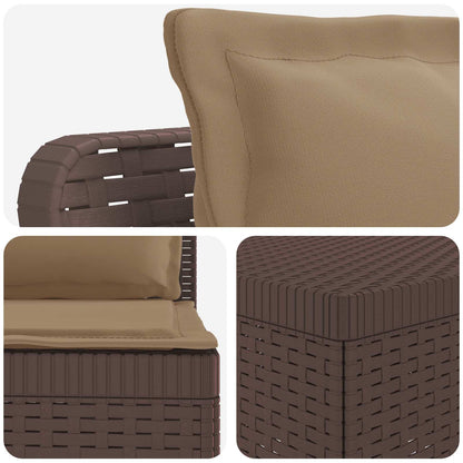 vidaXL 7-Seater Garden Sofa with Cushions Rattan Look PP Brown