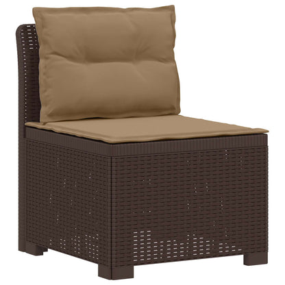 vidaXL 7-Seater Garden Sofa with Cushions Rattan Look PP Brown