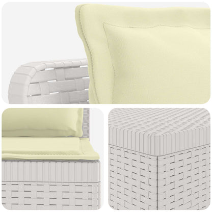 vidaXL 7-Seater Garden Sofa with Cushions Rattan Look PP White