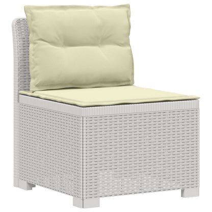 vidaXL 7-Seater Garden Sofa with Cushions Rattan Look PP White