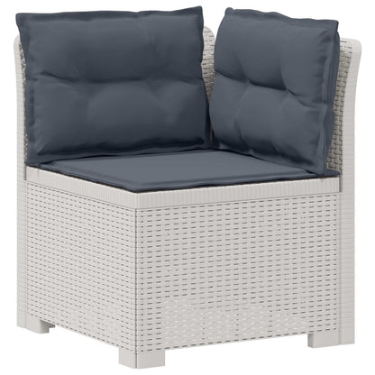 vidaXL 7-Seater Garden Sofa with Cushions Rattan Look PP White