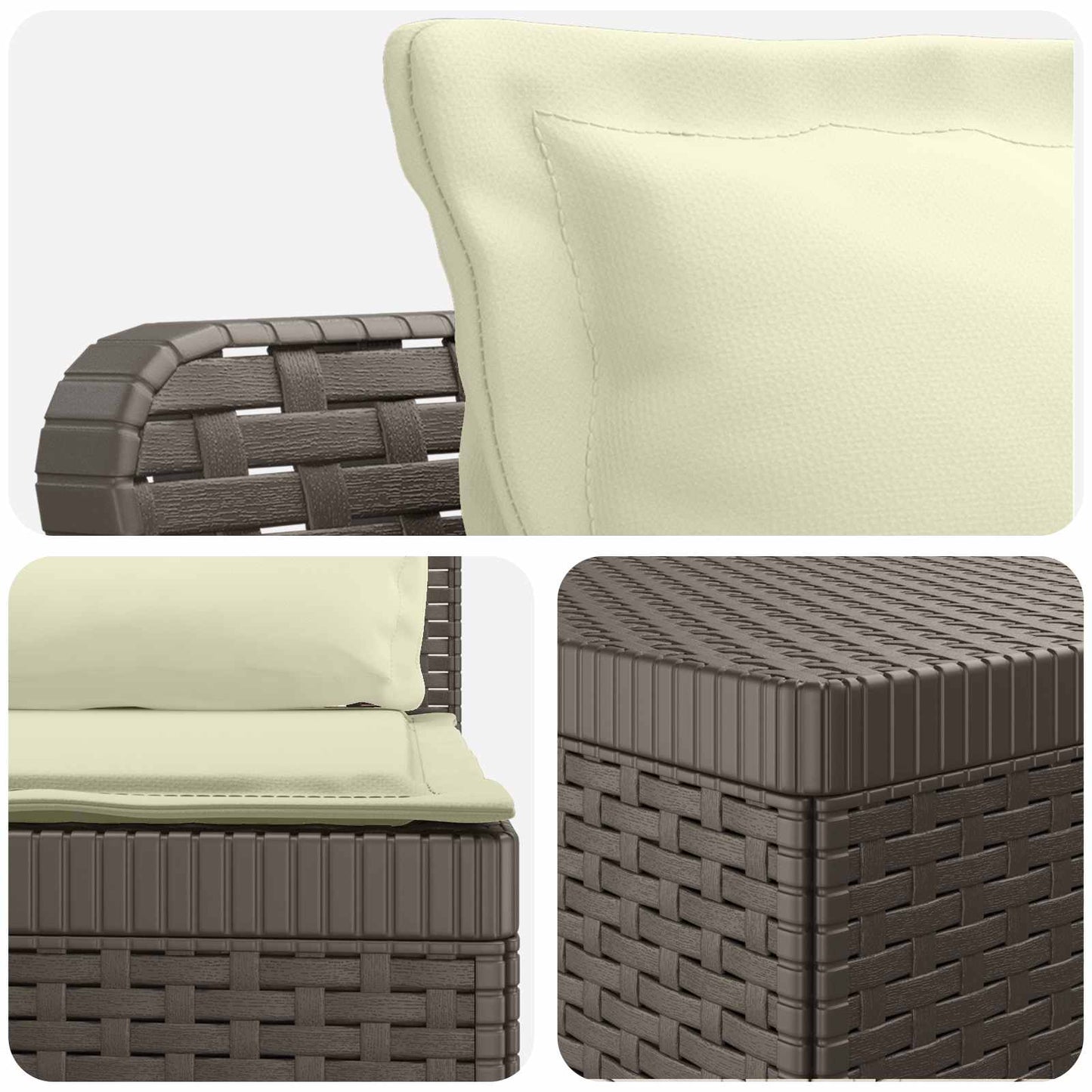 vidaXL 7-Seater Garden Sofa with Cushions Rattan Look PP Light Grey