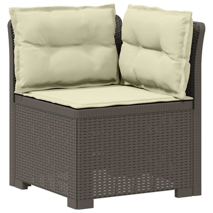 vidaXL 7-Seater Garden Sofa with Cushions Rattan Look PP Light Grey