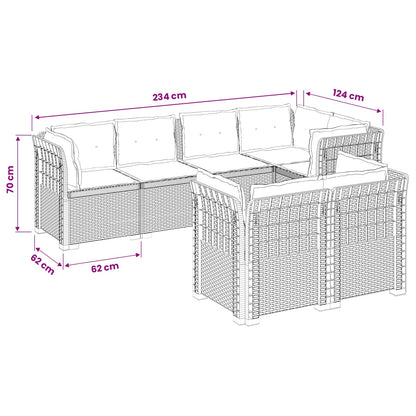 vidaXL 7-Seater Garden Sofa with Cushions Rattan Look PP Light Grey