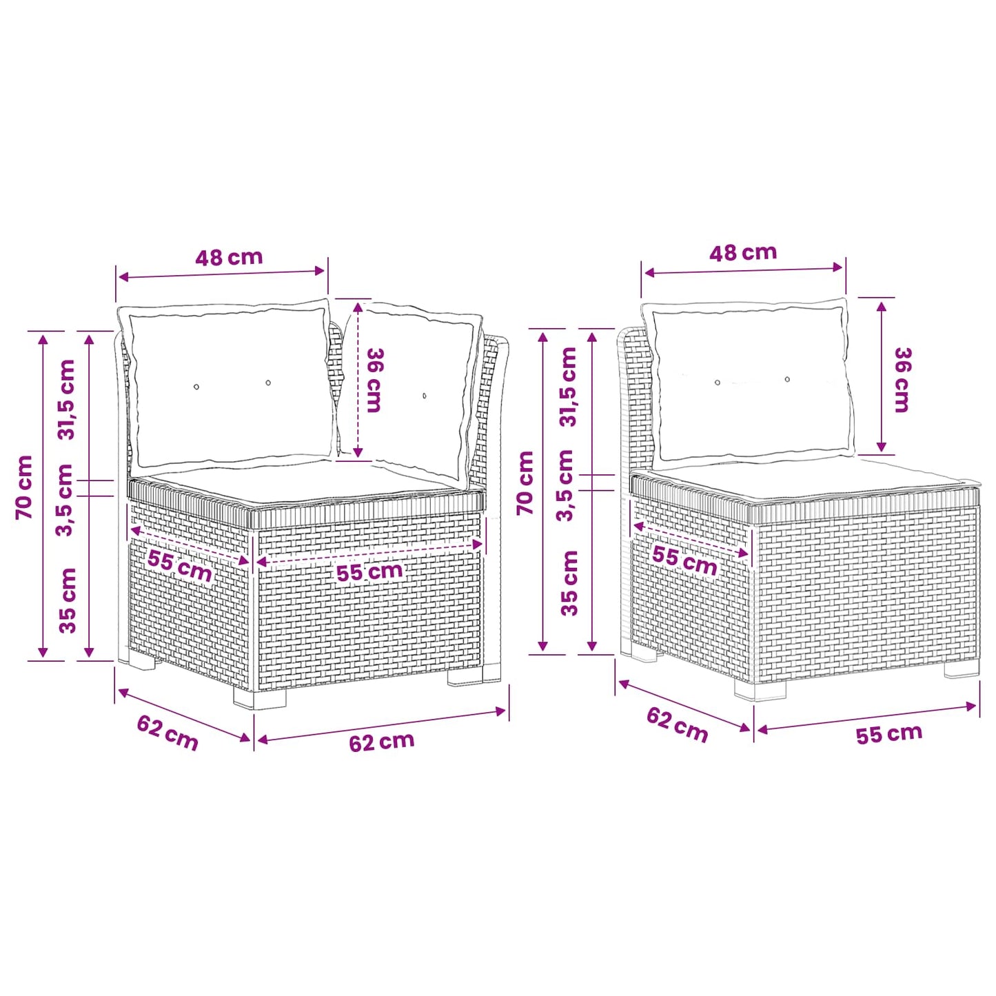 vidaXL 7-Seater Garden Sofa with Cushions Rattan Look PP Light Grey