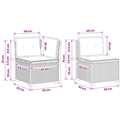 vidaXL 7-Seater Garden Sofa with Cushions Rattan Look PP Light Grey