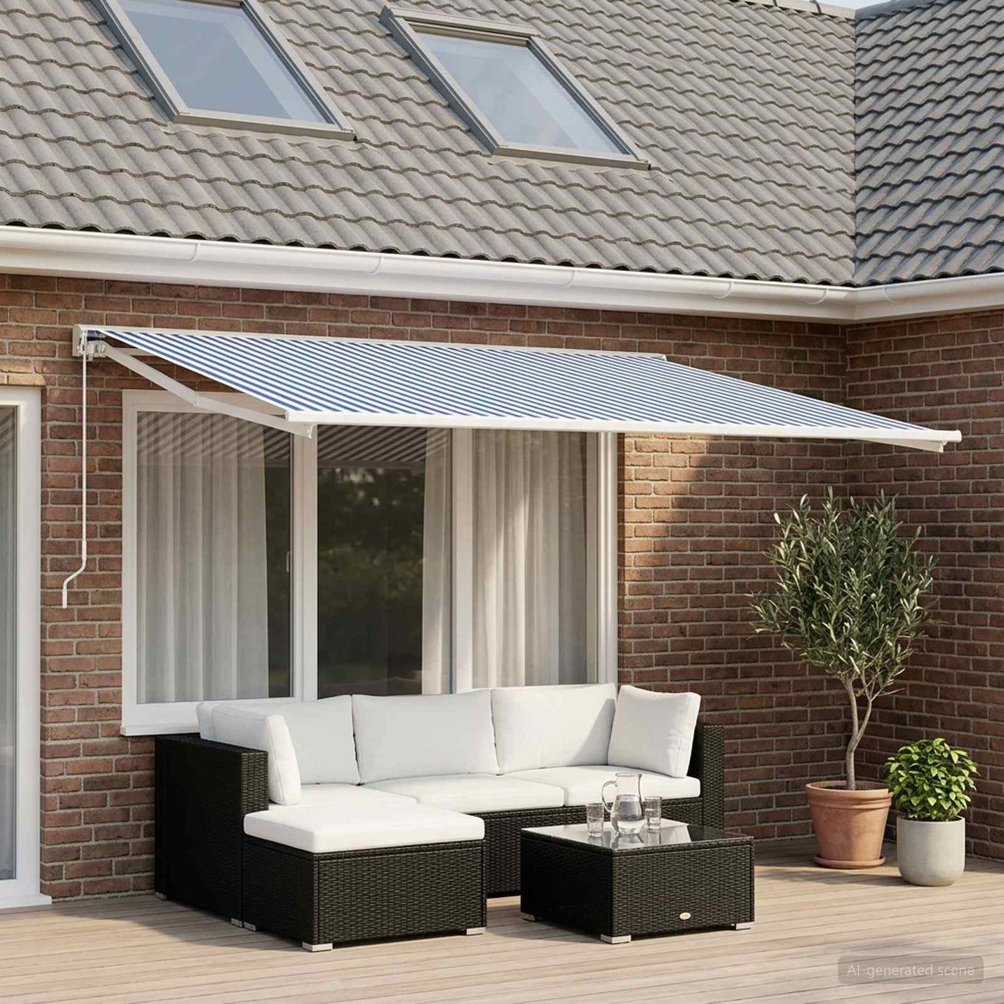 vidaXL Awning Replacement Fabric Blue and White 400 x 200 cm Polyester