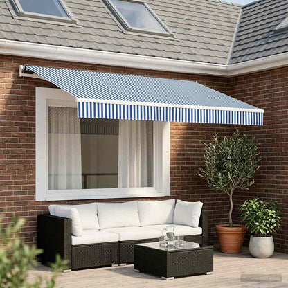 vidaXL Awning Replacement Fabric Blue and White 350 x 250 cm Polyester