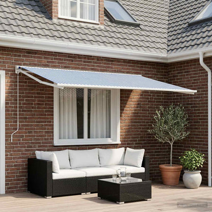 vidaXL Awning Replacement Fabric Blue and White 600 x 350 cm Polyester