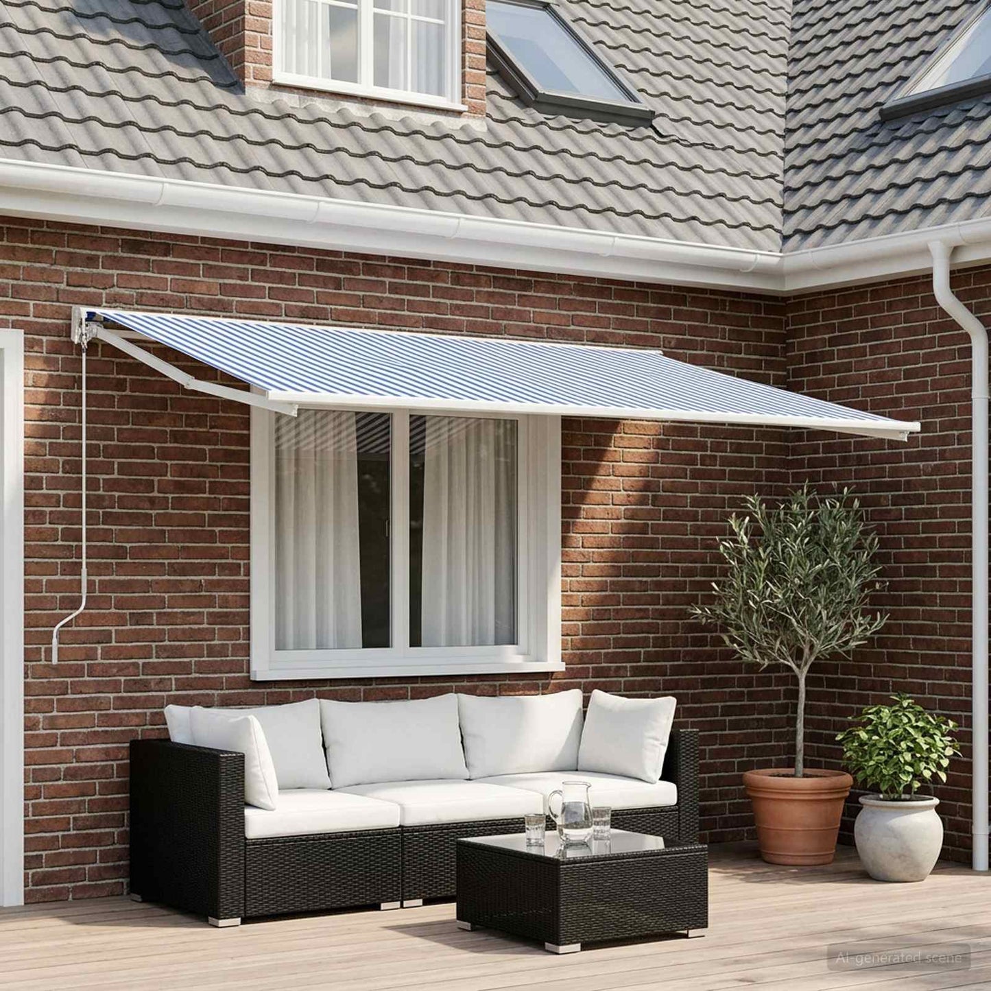 vidaXL Awning Replacement Fabric Blue and White 500 x 350 cm Polyester