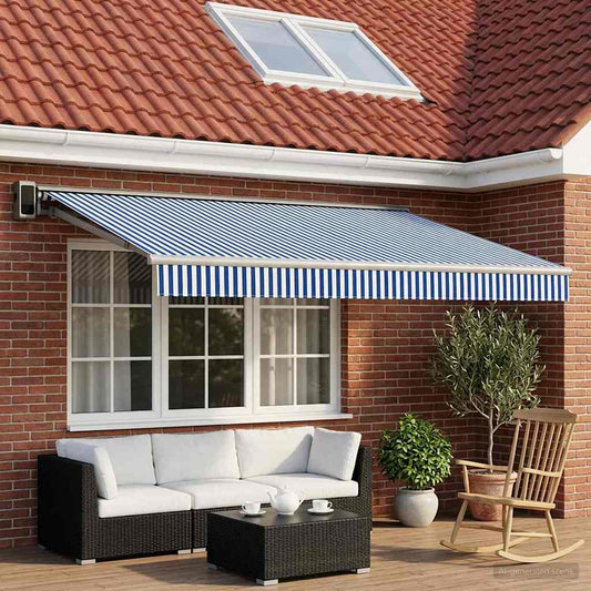 vidaXL Awning Replacement Fabric Blue and White 450 x 300 cm Polyester