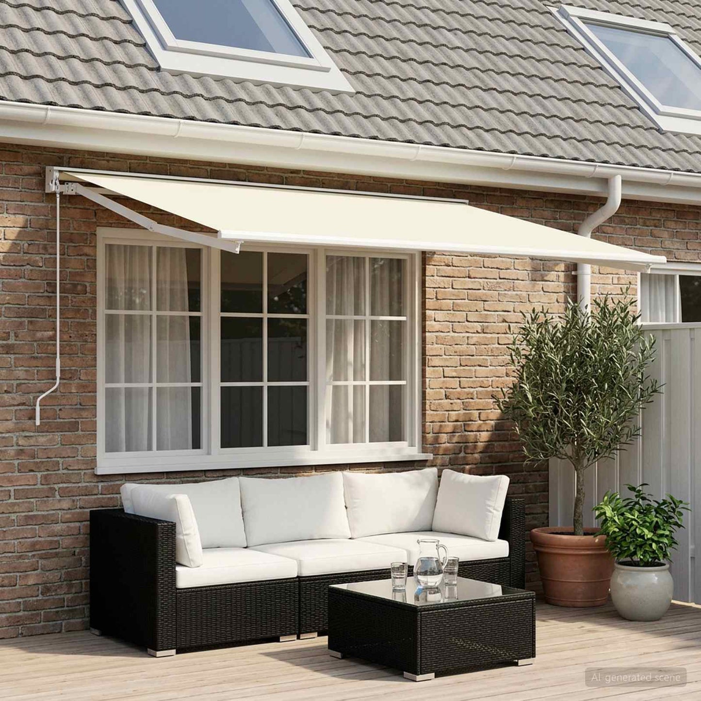 vidaXL Awning Replacement Fabric Cream 250 x 200 cm Polyester
