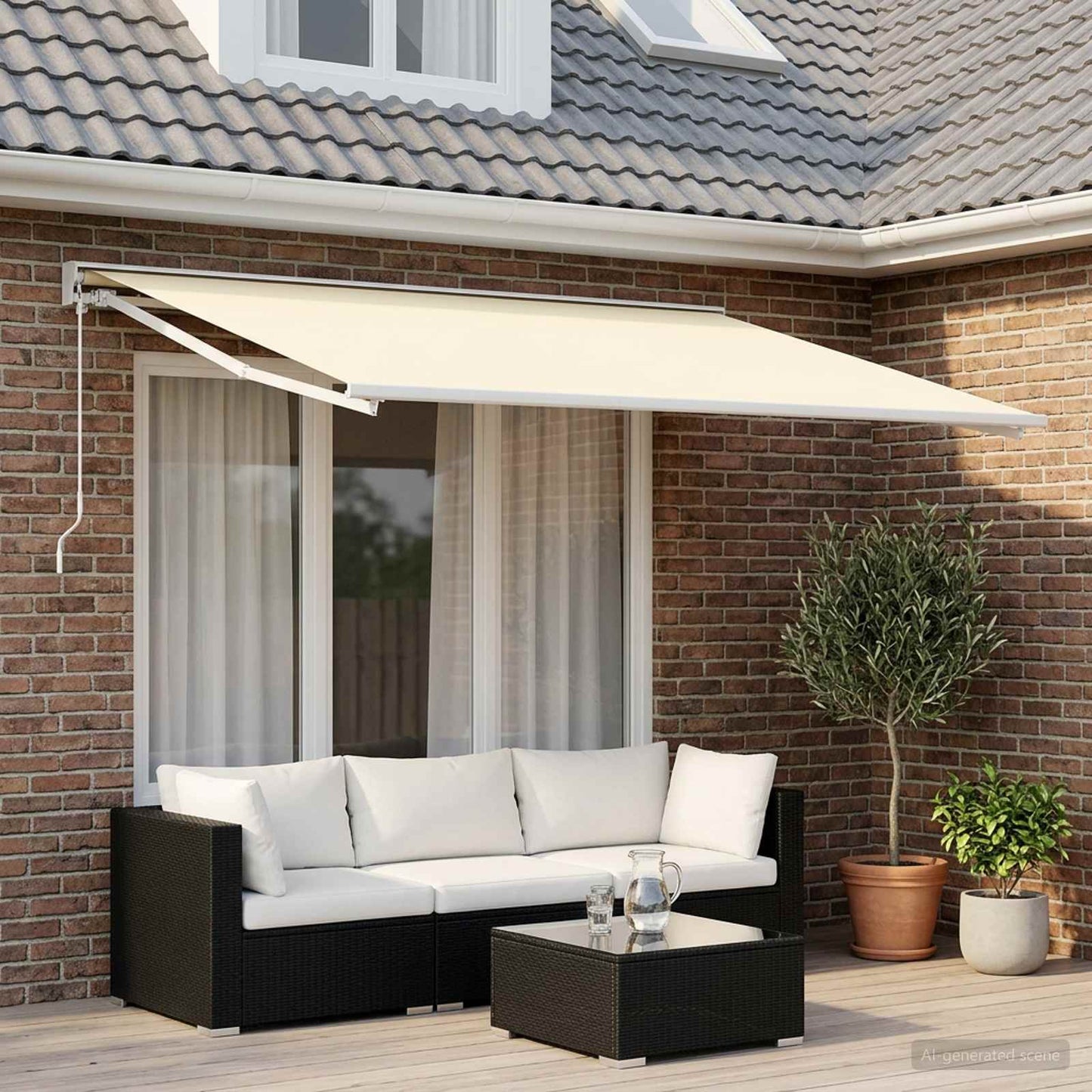 vidaXL Awning Replacement Fabric Cream 300 x 250 cm Polyester