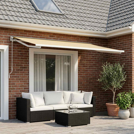 vidaXL Awning Replacement Fabric Cream 400 x 300 cm Polyester