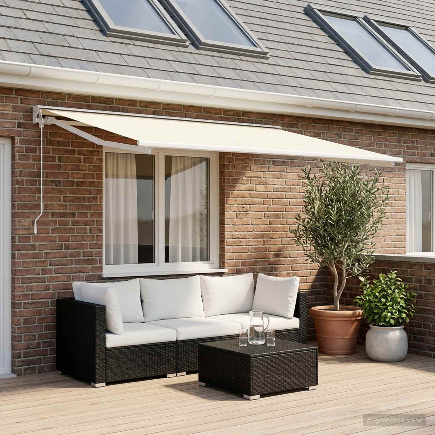 vidaXL Awning Replacement Fabric Cream 400 x 300 cm Polyester