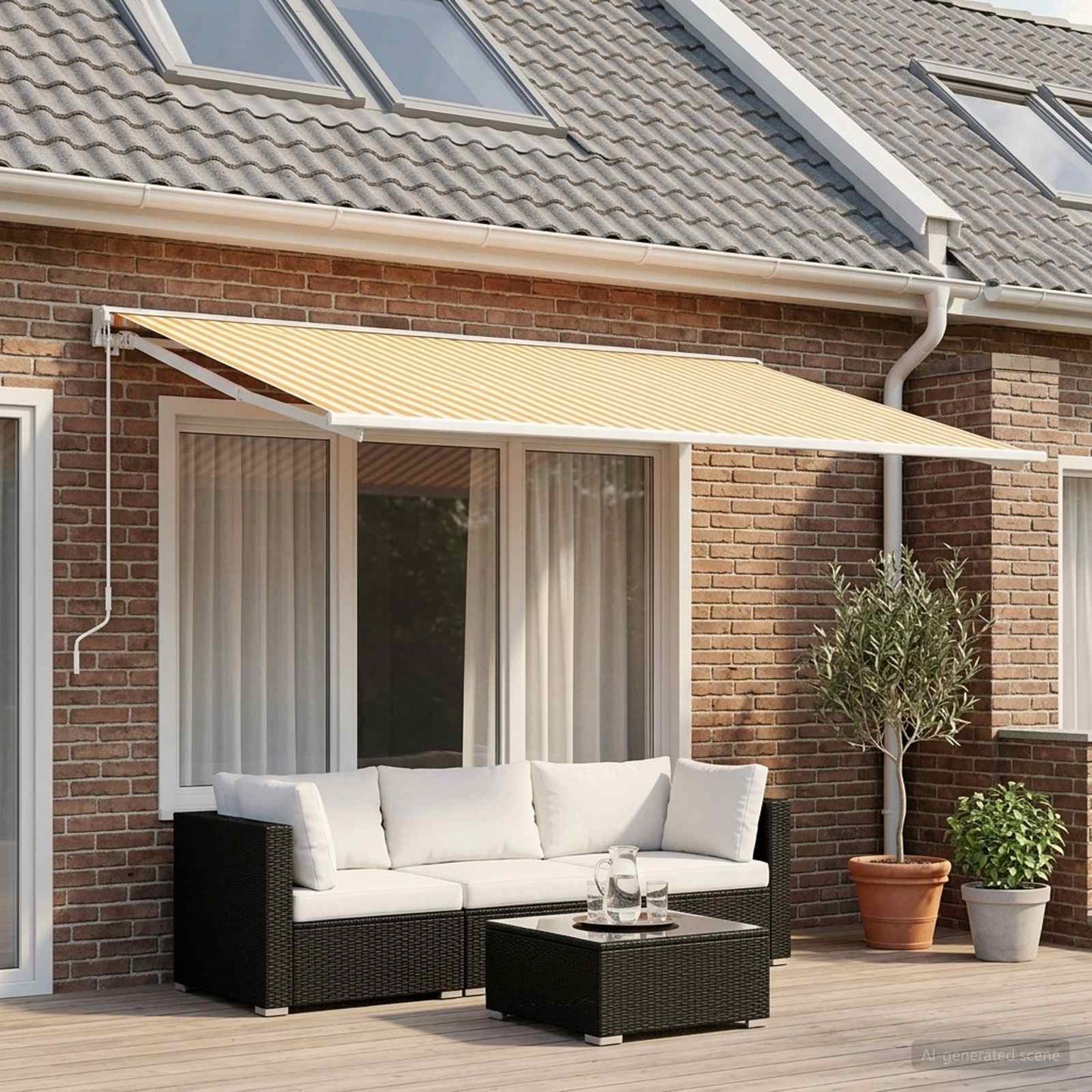 vidaXL Awning Replacement Fabric Yellow and White 400 x 200 cm