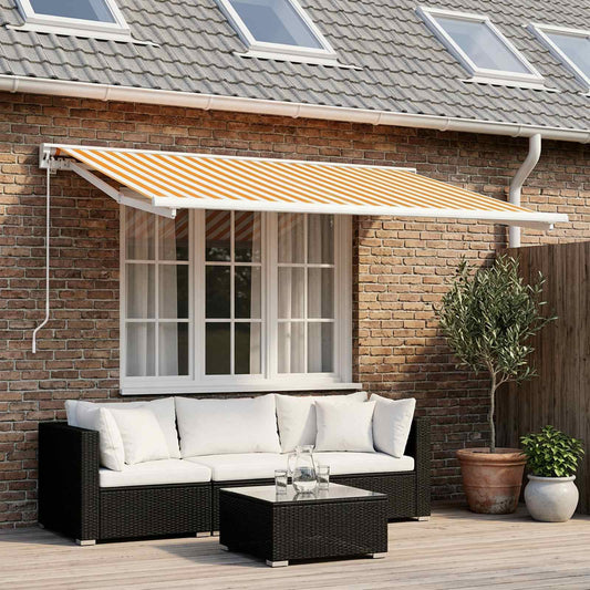 vidaXL Awning Replacement Fabric Yellow and White 350 x 200 cm