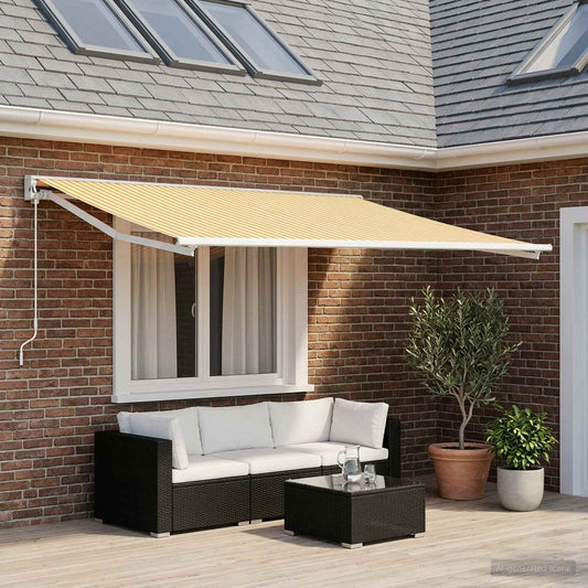 vidaXL Awning Replacement Fabric Yellow and White 300 x 250 cm