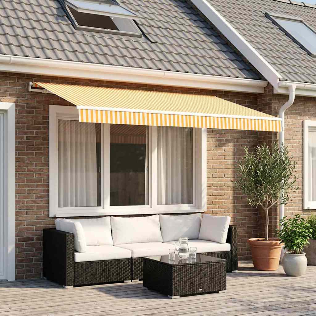 vidaXL Awning Replacement Fabric Yellow and White 350 x 250 cm