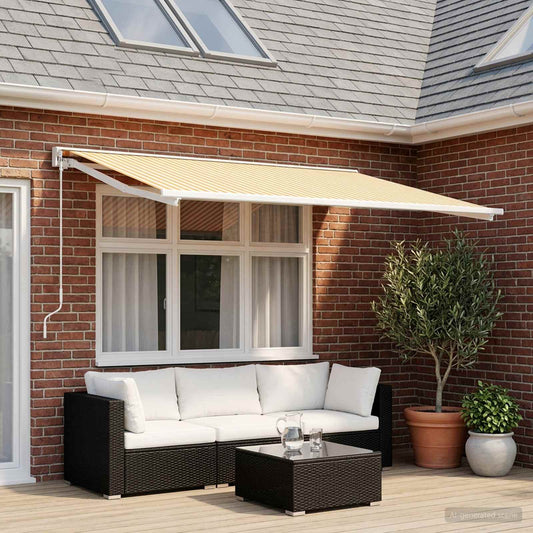 vidaXL Awning Replacement Fabric Yellow and White 400 x 300 cm