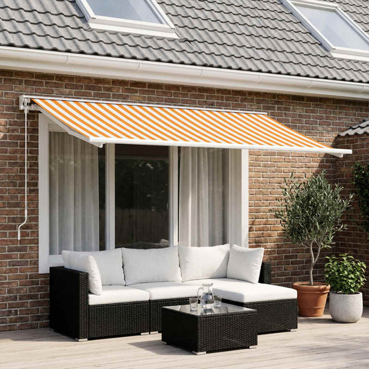 vidaXL Awning Replacement Fabric Yellow and White 400 x 350 cm