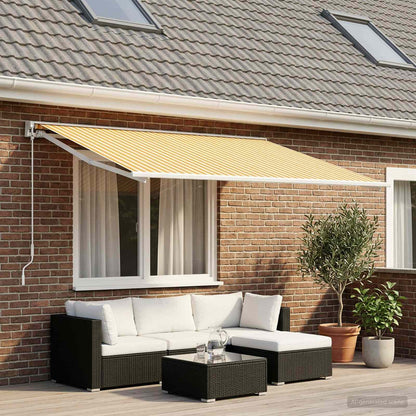 vidaXL Awning Replacement Fabric Yellow and White 450 x 350 cm
