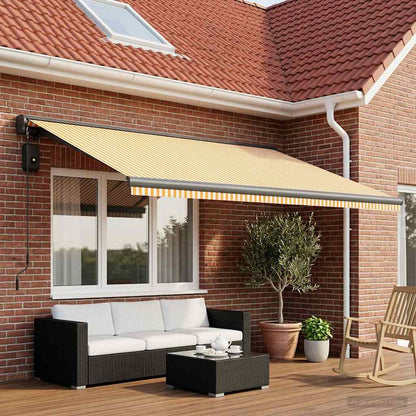 vidaXL Awning Replacement Fabric Yellow and White 450 x 300 cm